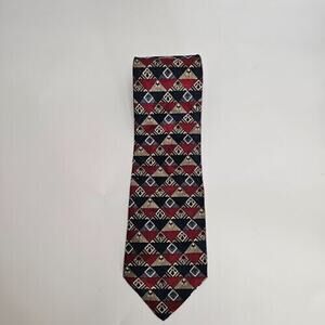 GEOFFREY BEENE made in USA 100% Silk Tie Men's Red/Blue Fabric from Italy 4"X57"